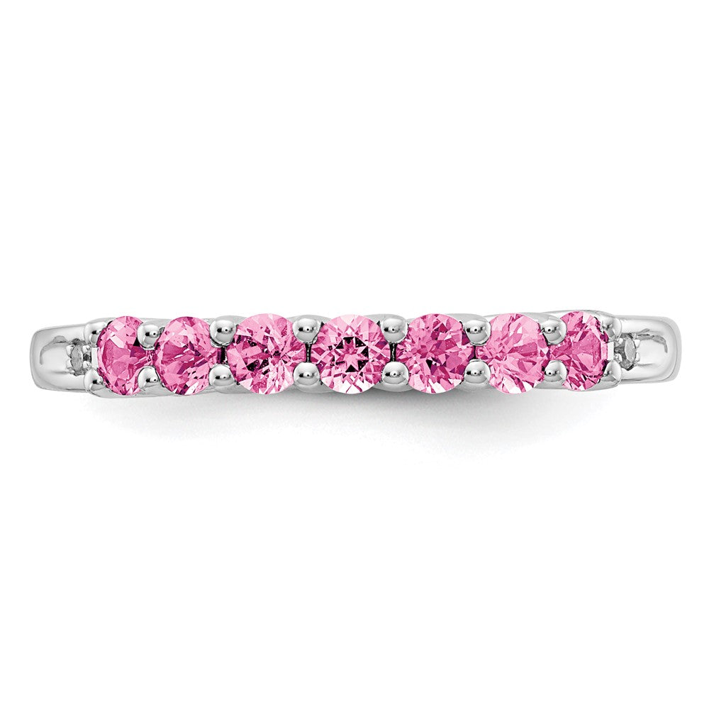 10k White Gold CR Pink Sapphire & Diamond Ring