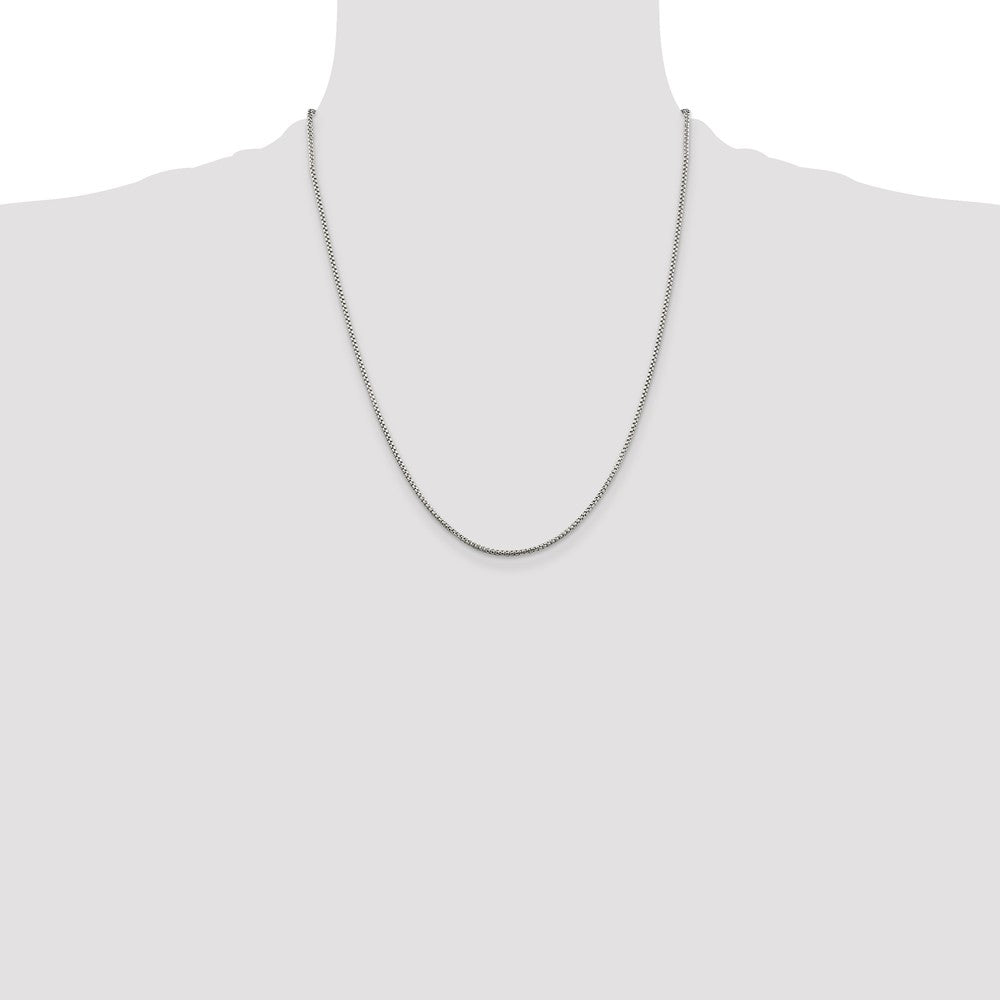 Sterling Silver 1.5mm Round Box Chain 22 Inches