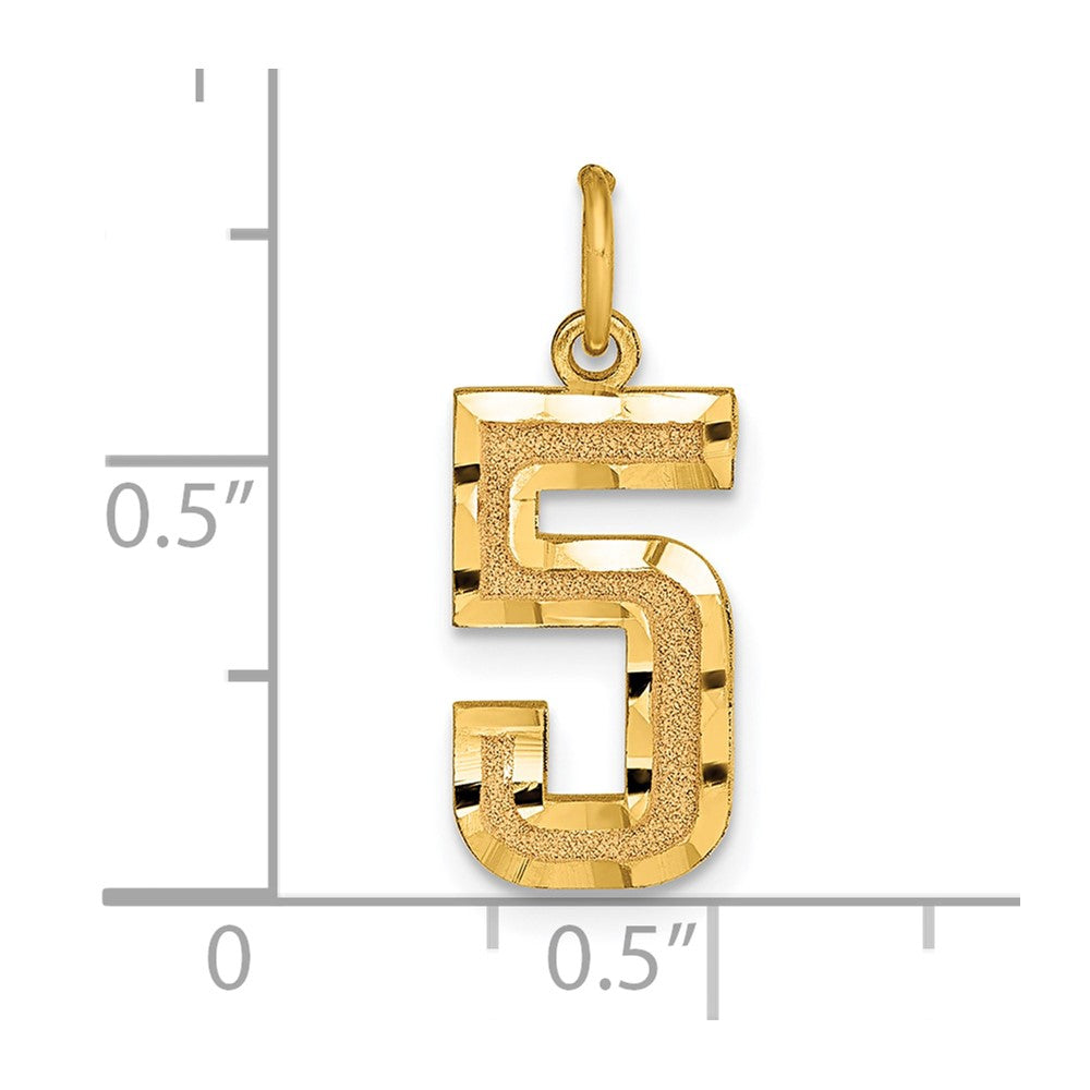 10ky Casted Medium Diamond-cut Number 5 Charm
