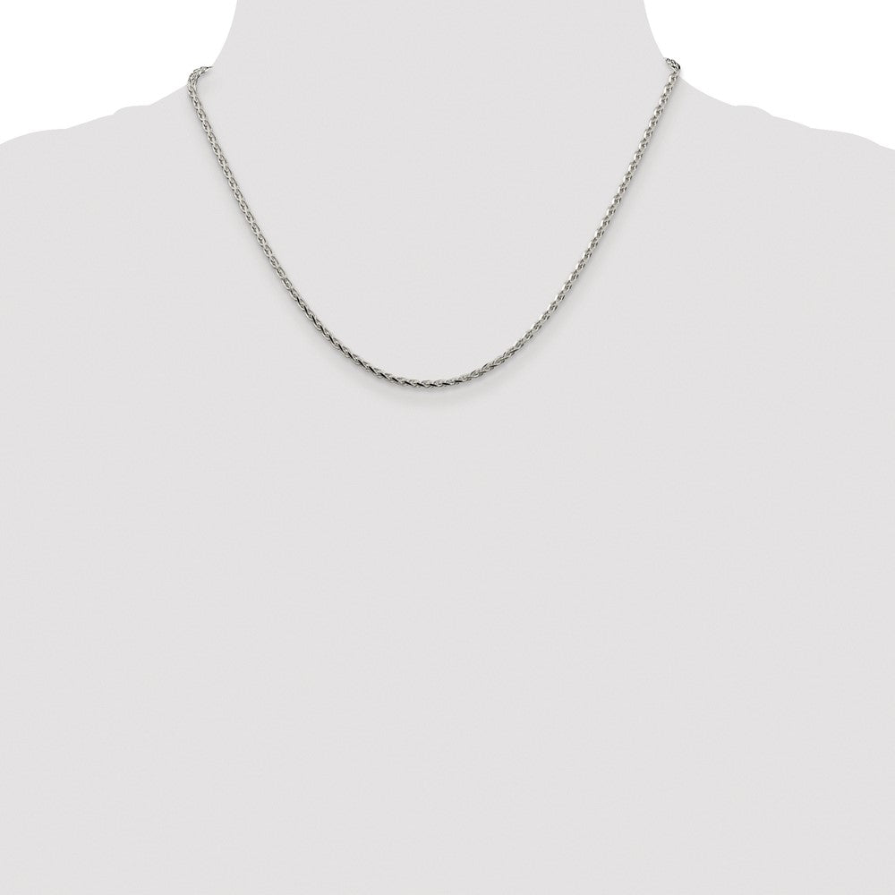 Sterling Silver Rhodium-plated 2.15mm Diamond-cut Round Spiga Chain