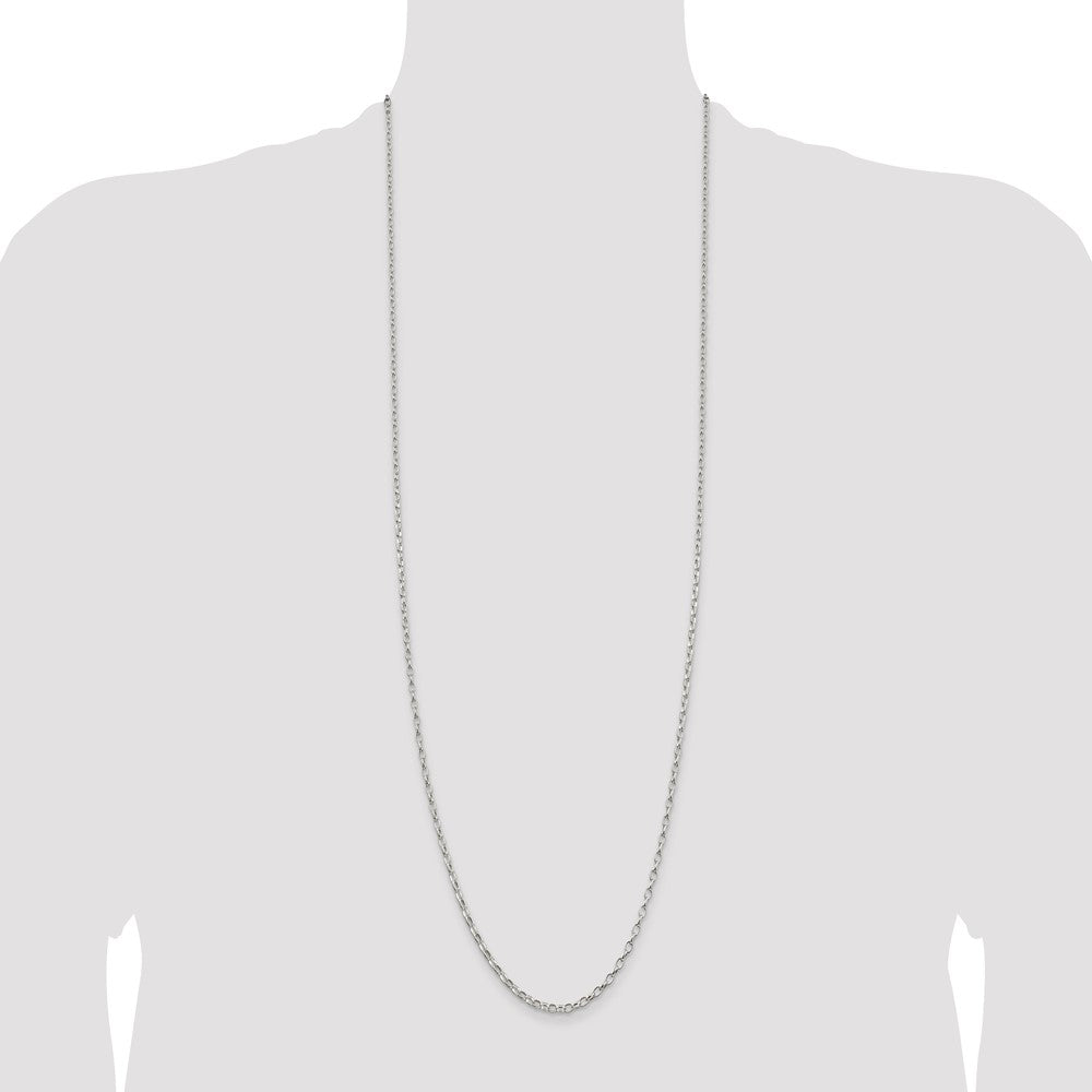 Sterling Silver 2.5mm Oval Fancy Rolo Chain 36 Inches