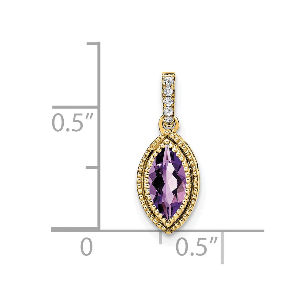 14k Marquise Amethyst and Diamond Pendant