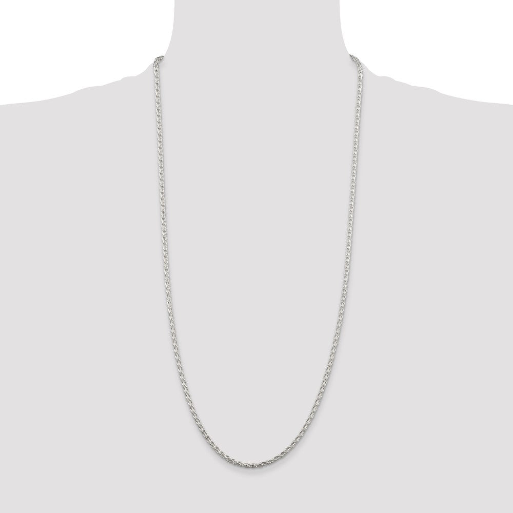 Sterling Silver 2.85mm Diamond-cut Round Spiga Chain 30 Inches