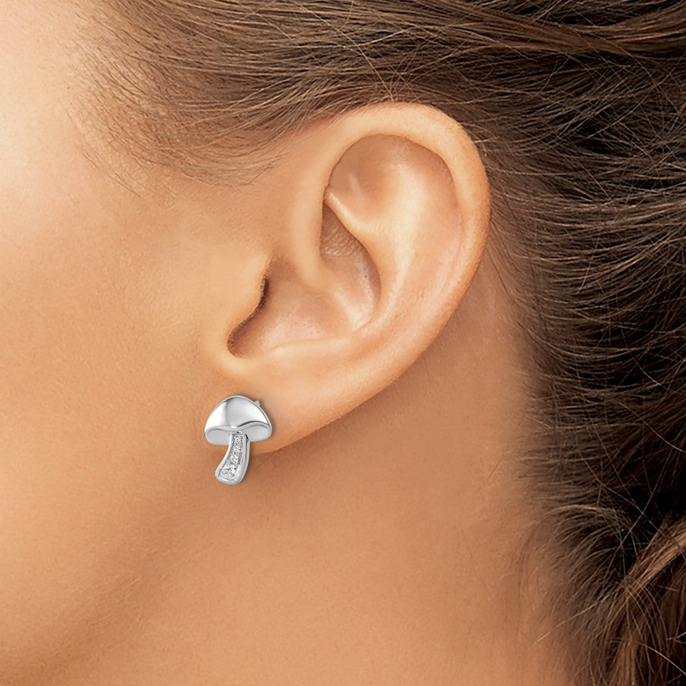 White Ice Sterling Silver Rhodium-plated Diamond Mushroom Earrings