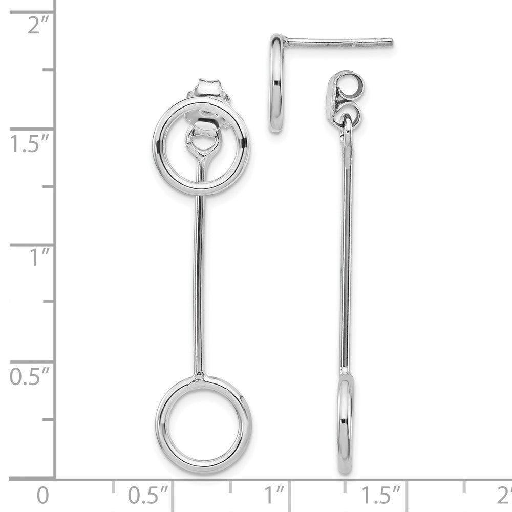 Sterling Silver Rhod-plt Polished Front & Back Post Dangle Earring