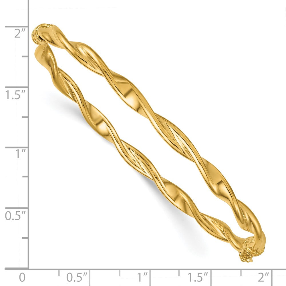 10K Polished and Twisted 4.00mm Hinged Bangle