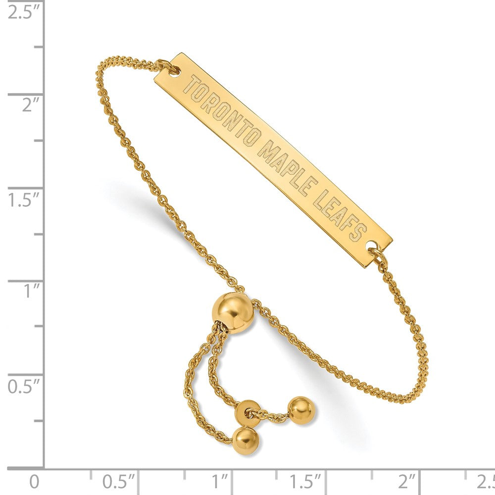 Sterling Silver Gold-plated NHL LogoArt Toronto Maple Leafs Small Bar Adjustable 9 inch Bracelet