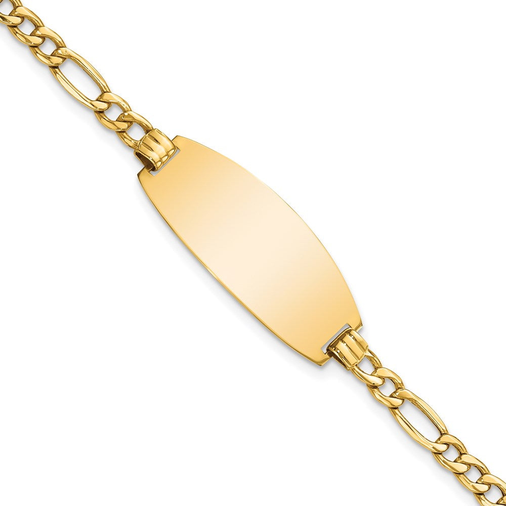 14k Semi-solid Oval Figaro ID Bracelet 8 inches