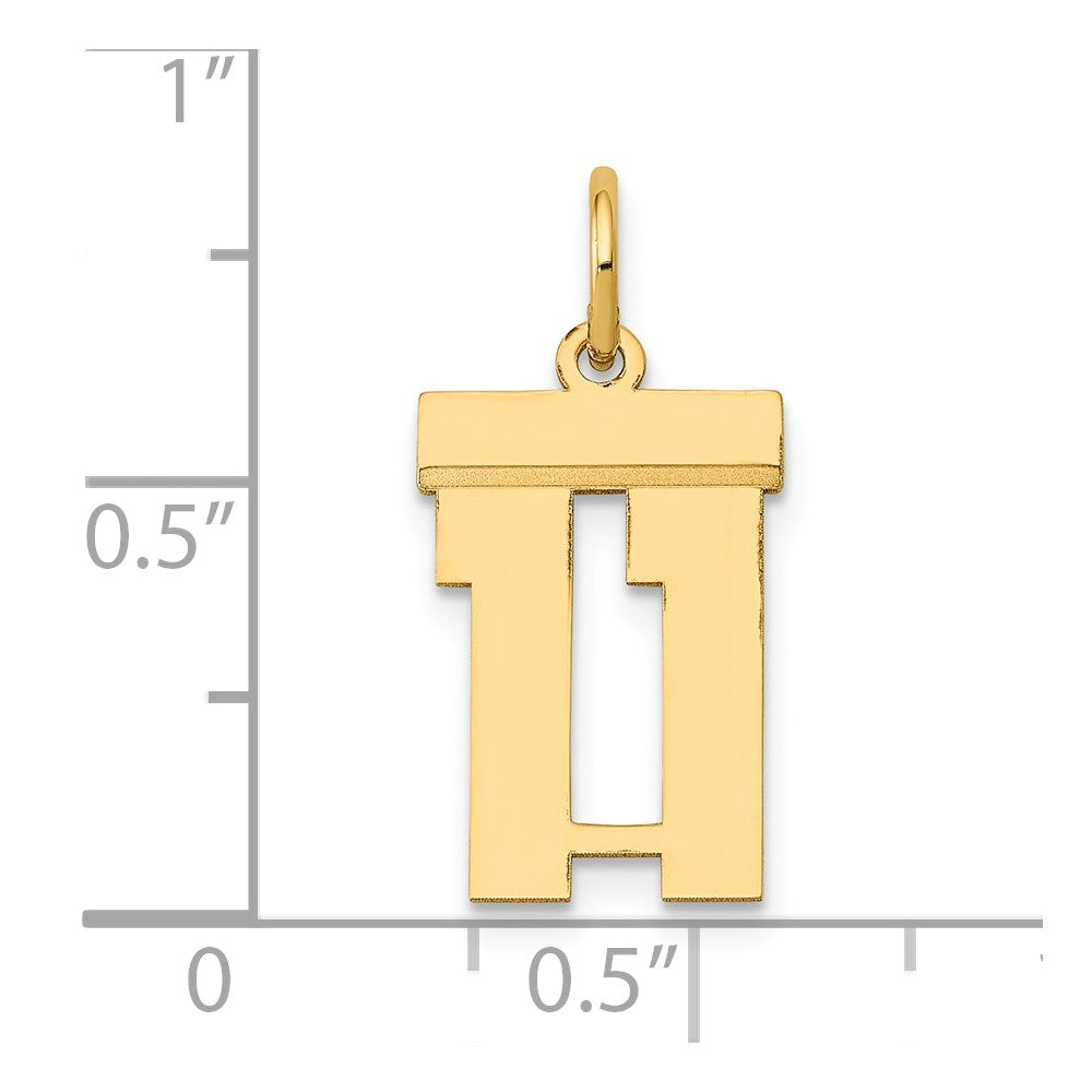 14k Small Polished Number 11 Charm