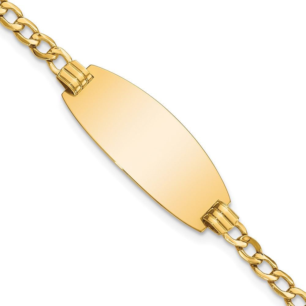 14k Semi-Solid Oval Curb ID Bracelet 7 inches
