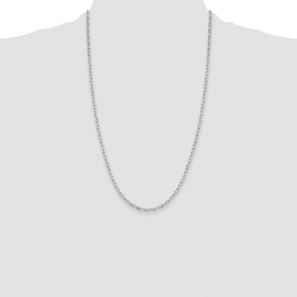 Sterling Silver Rhodium-plated 2.75mm Elongated Open Link Chain