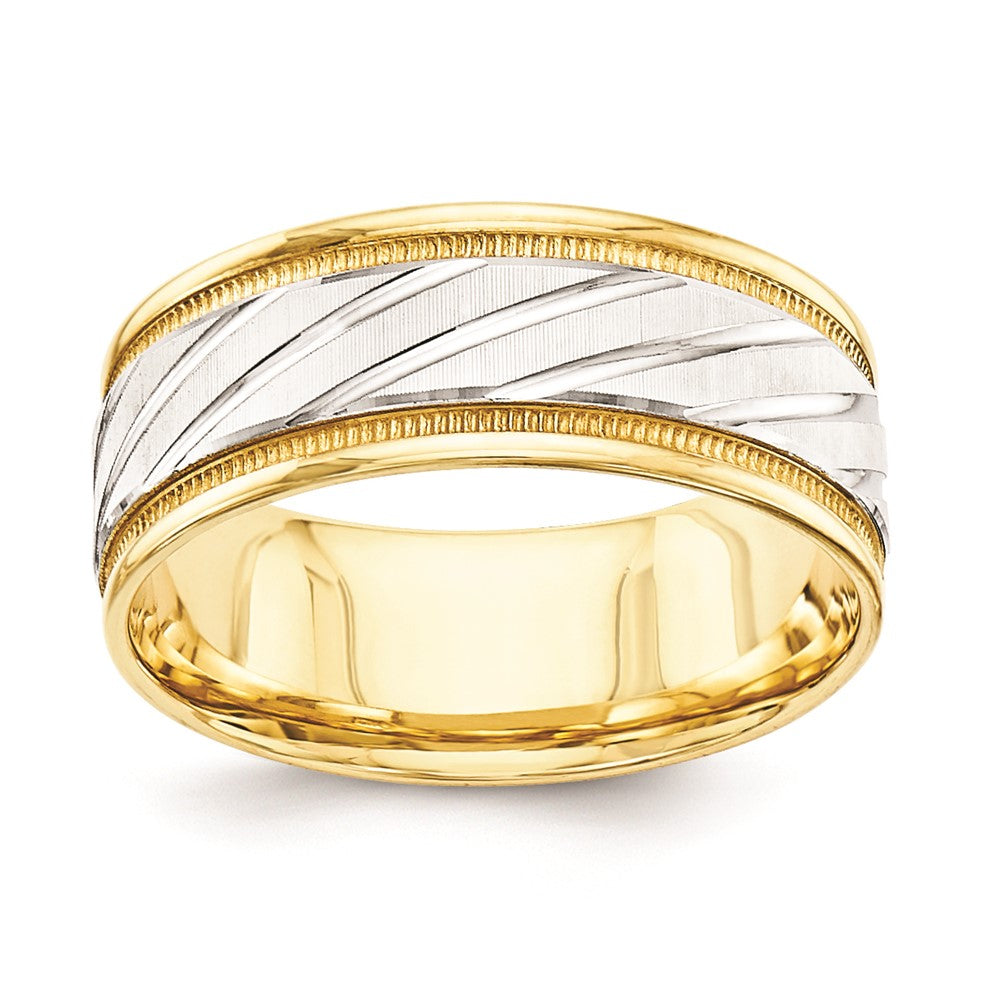 10K TT GTS 8mm WG Ribbon YG Edge Ring