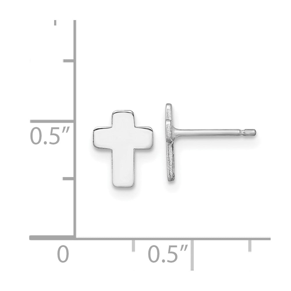 10k White Gold Polished Cross Post Earrings