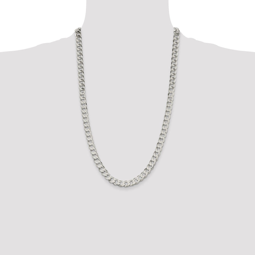 Sterling Silver 7.5mm Flat Curb Chain