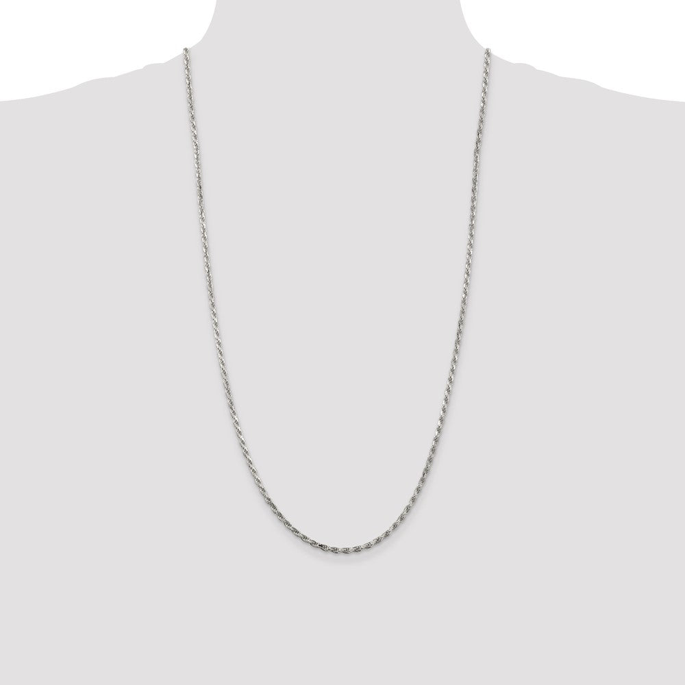 Sterling Silver 2.5mm Diamond-cut Rope Chain 28 Inches