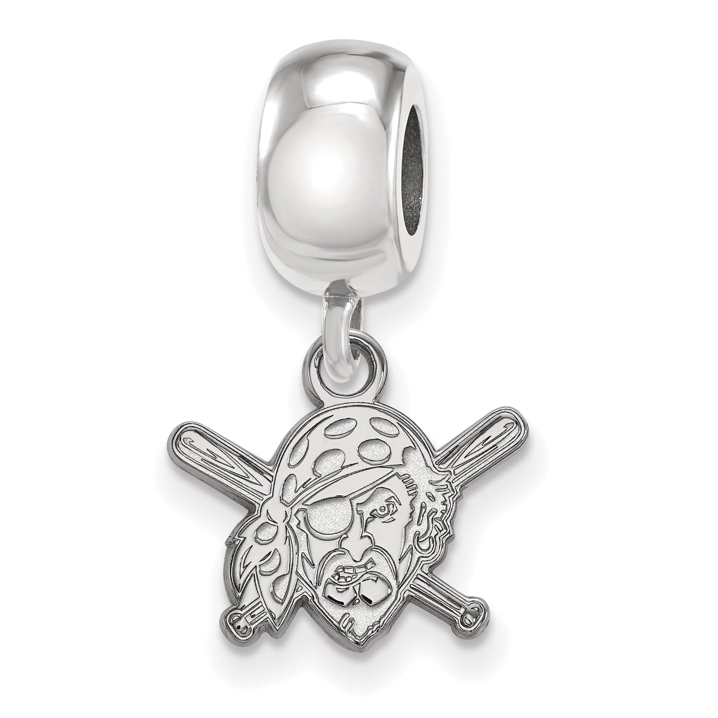 Sterling Silver Rhodium Plated Major League Baseball LogoArt Pittsburgh Pirates Dangle Bead