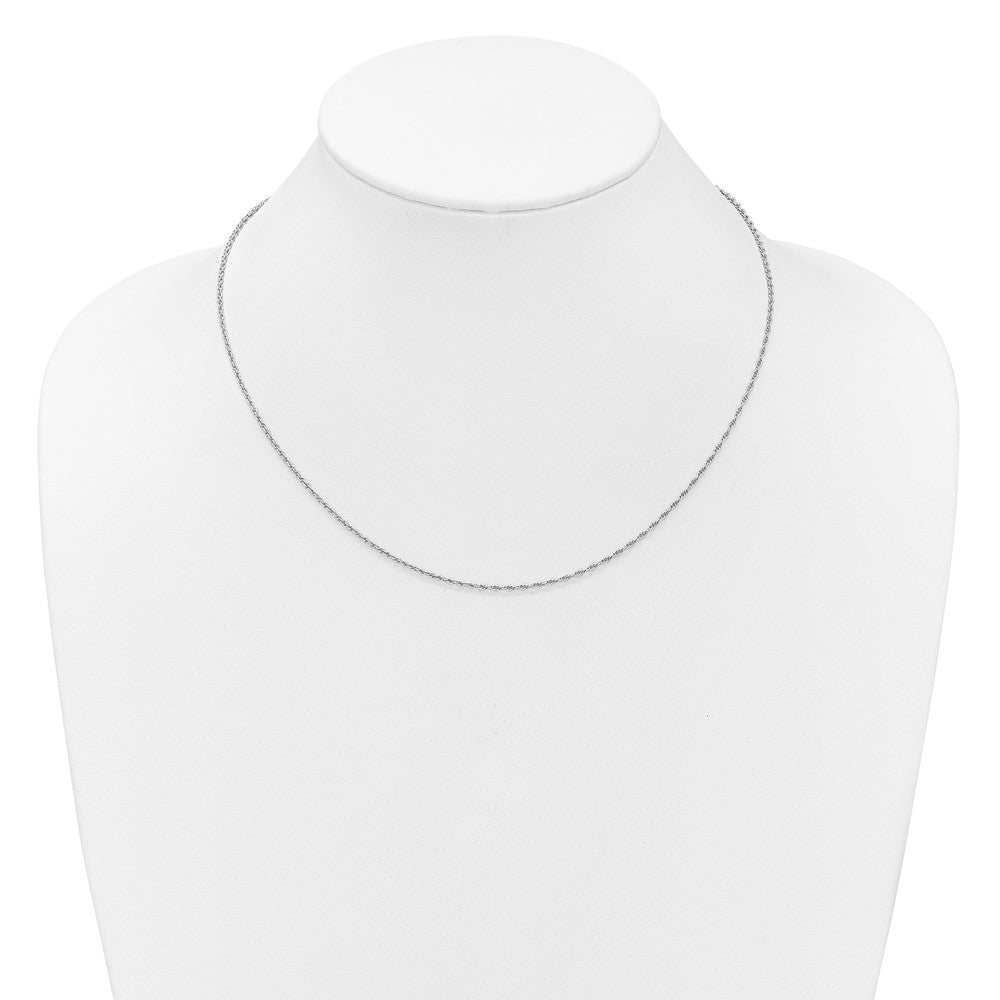 Sterling Silver RH-plt 1.55mm Loose Rope 1in+1in Adjustable Chain