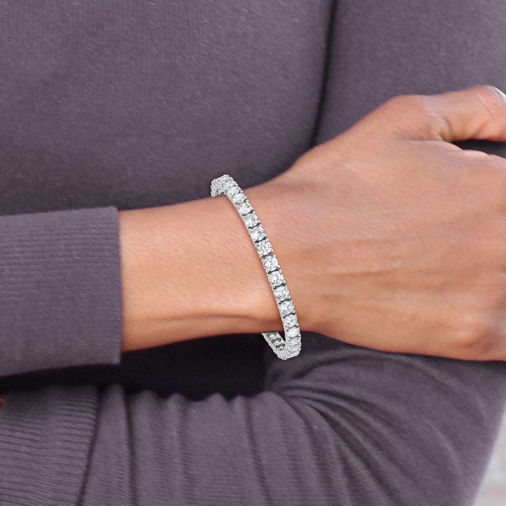Sterling Shimmer Sterling Silver Rhodium-plated 5mm CZ 39 Stone 8 inch Bracelet 8 inches