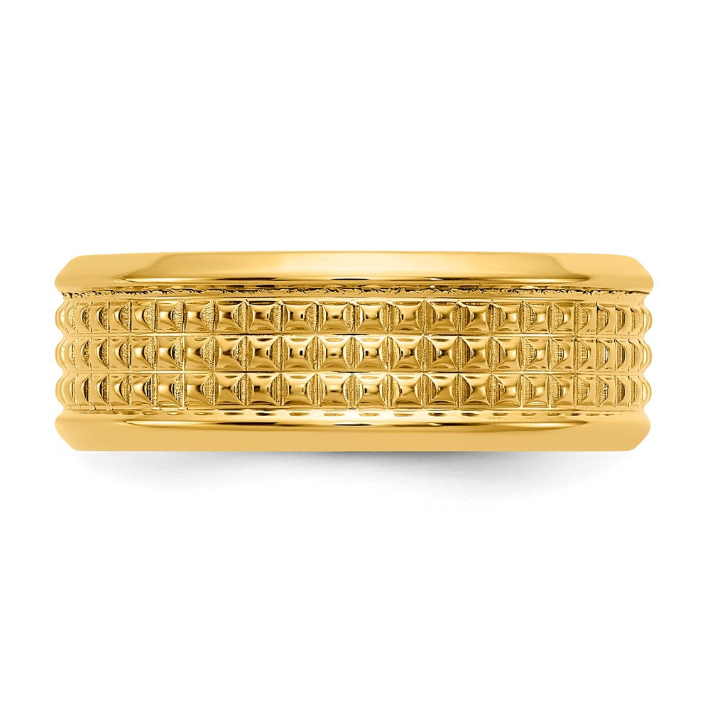 Stainless Steel 8MM With Yellow IP Pyramid Spikes Band