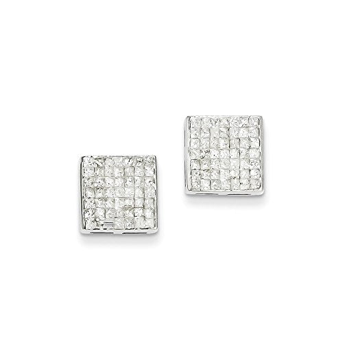 14K White Gold Princess AA Diamond Screwback Earrings