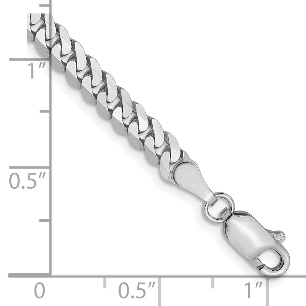 14K White Gold 3.9mm Flat Beveled Curb Chain 8 inches