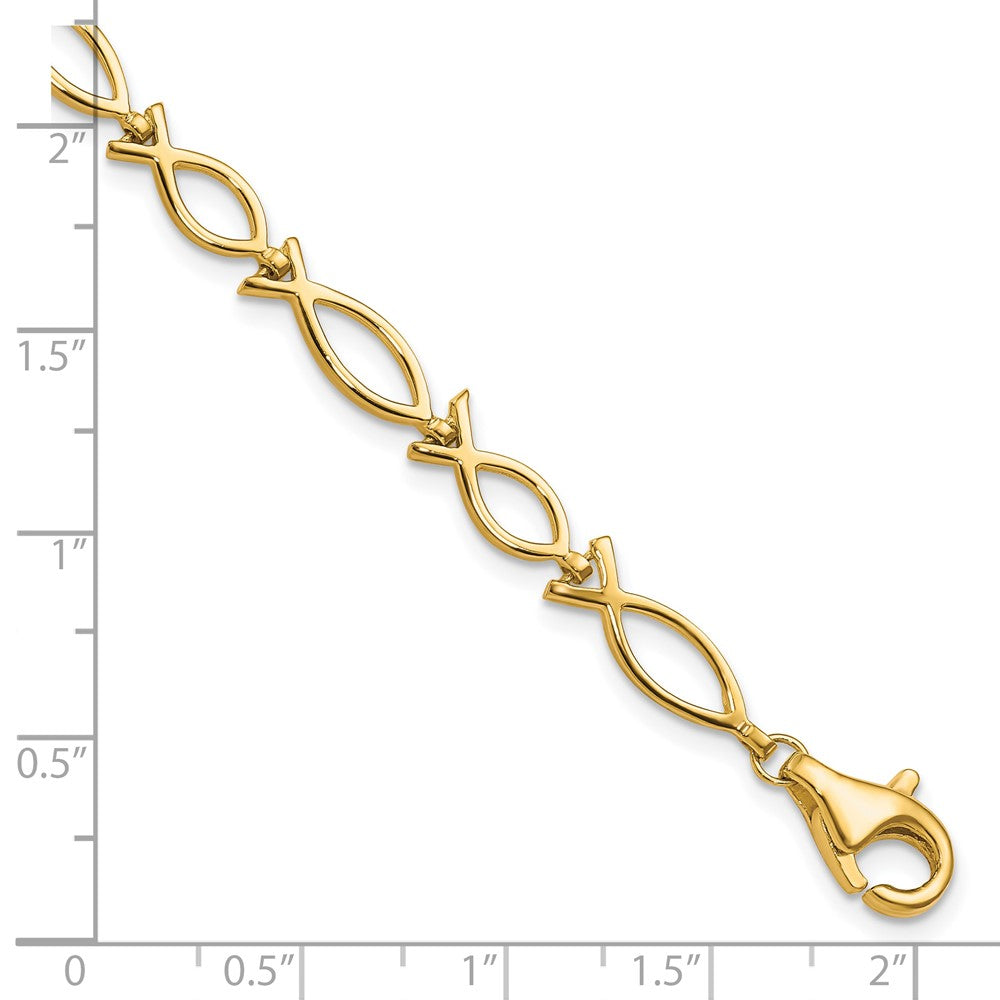 10k Solid Polished Religious Ichthus Fish Bracelet