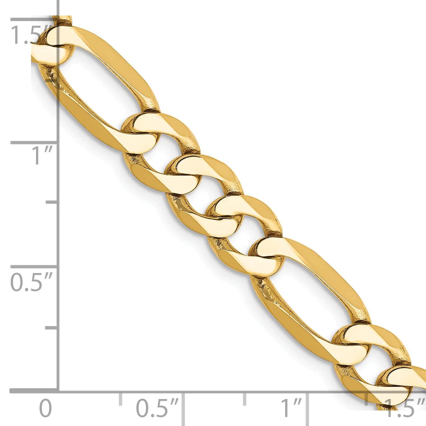 14K 7 inch 7mm Flat Figaro with Lobster Clasp Bracelet
