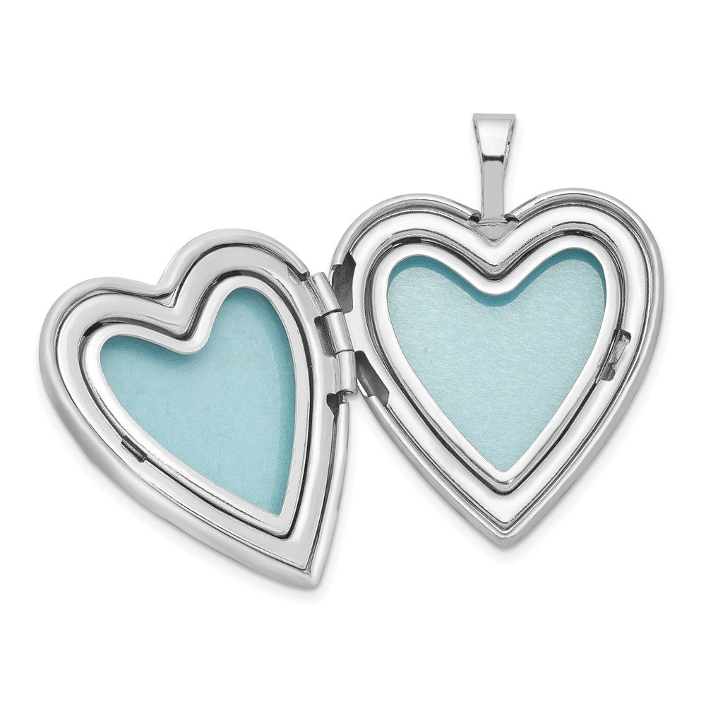 Sterling Silver RH-plated 20mm Enamel Butterflies Heart Locket Necklace 18 Inches