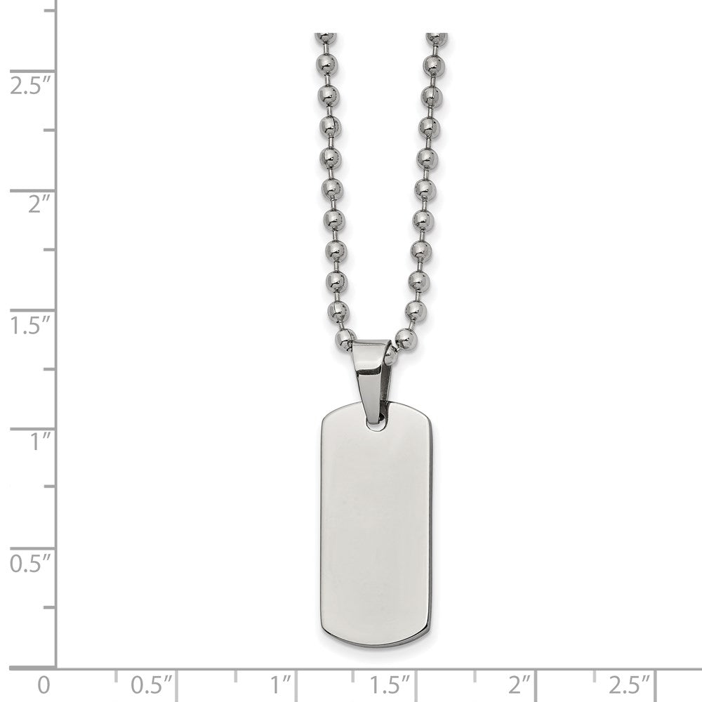 Stainless Steel Brushed and Polished Reversible Dog Tag 22in Necklace