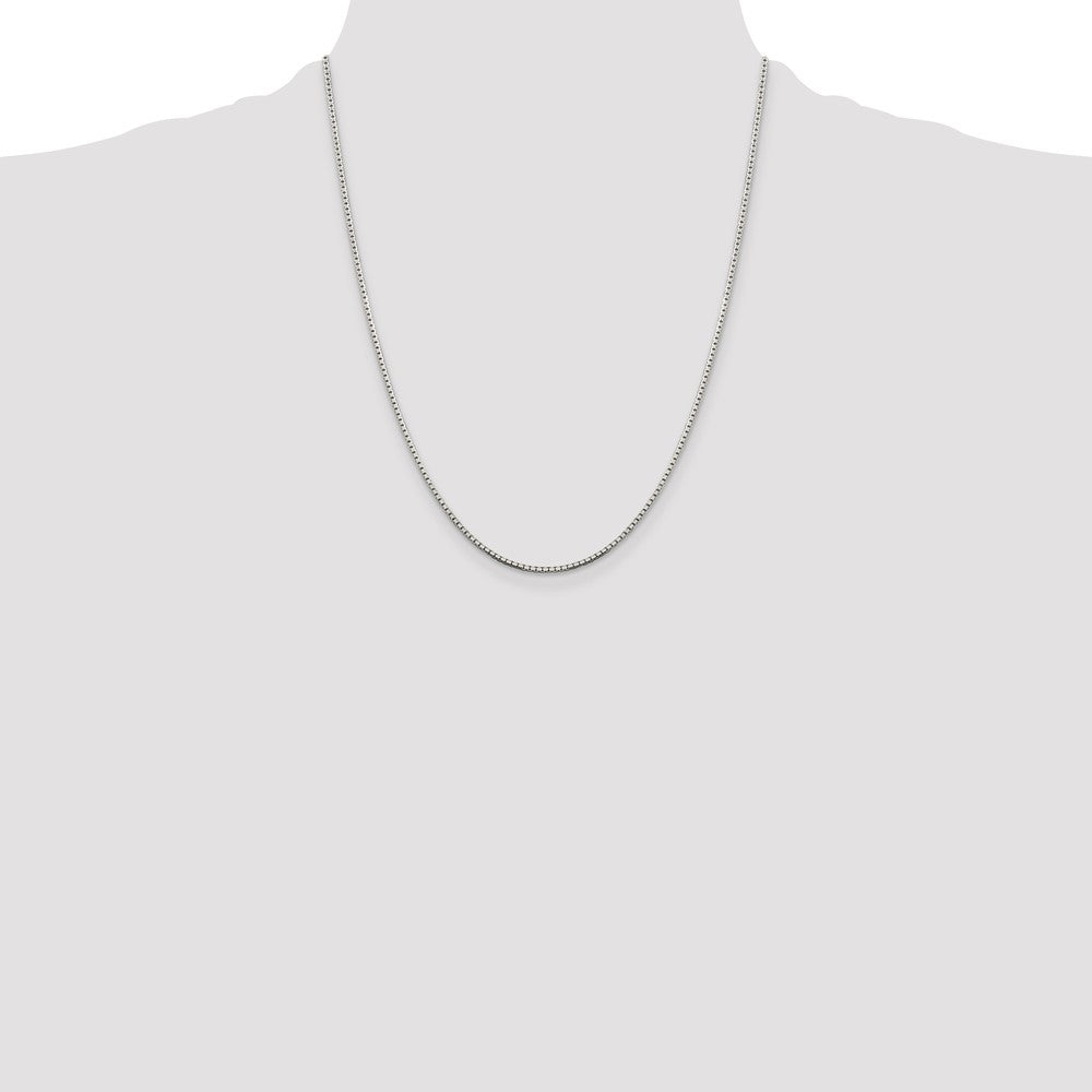 Sterling Silver 1.5mm 8 Sided Diamond-cut Box Chain 22 Inches