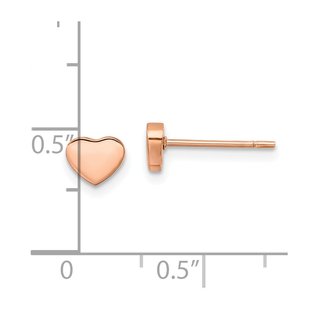 Stainless Steel Polished Rose IP-plated Heart Post Earrings