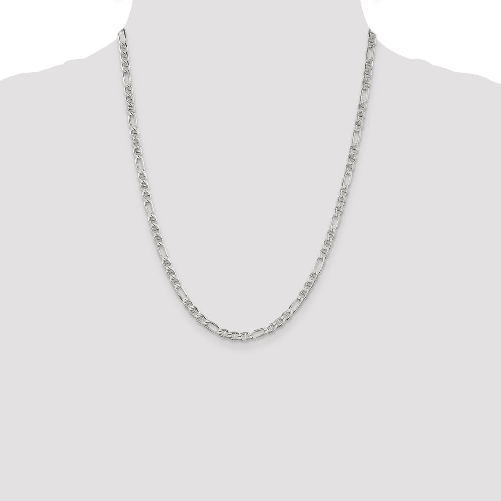 Sterling Silver 3.75mm Figaro Anchor Chain 22 Inches