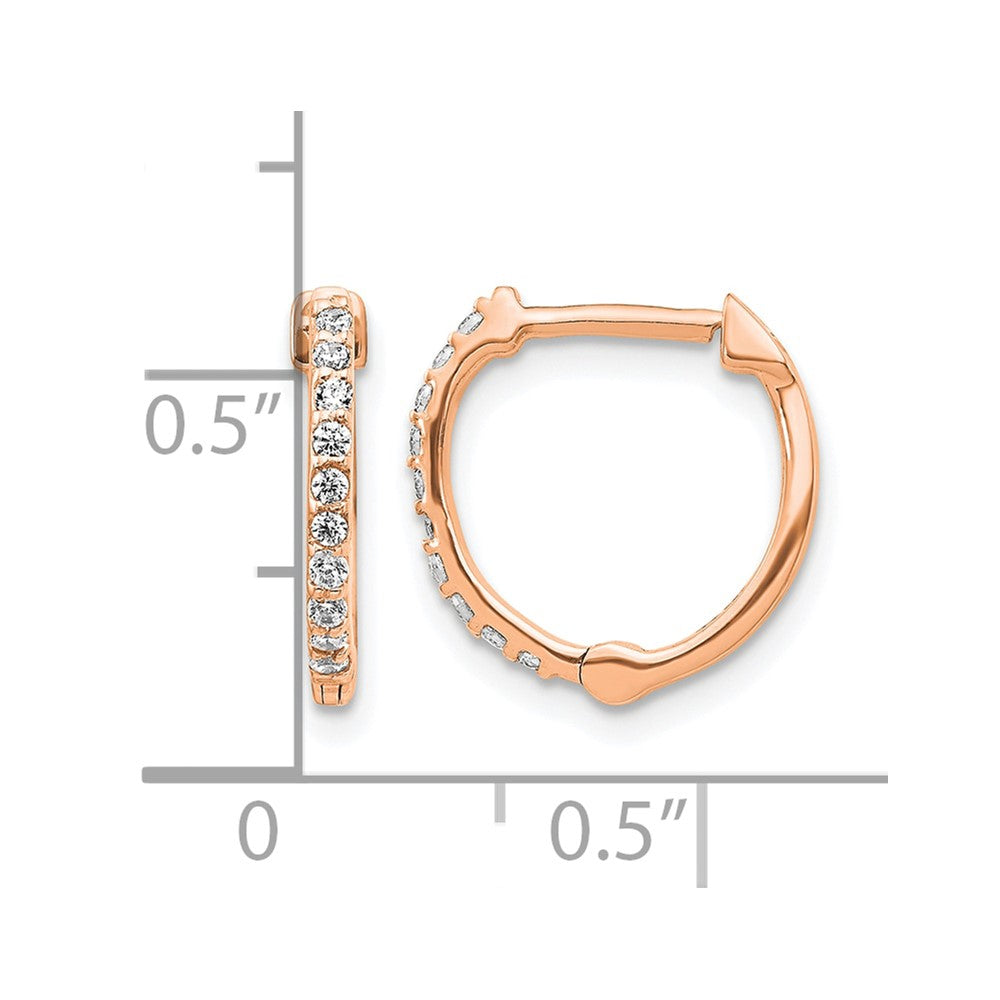 10k Rose Gold Diamond Hinged Hoop Earrings