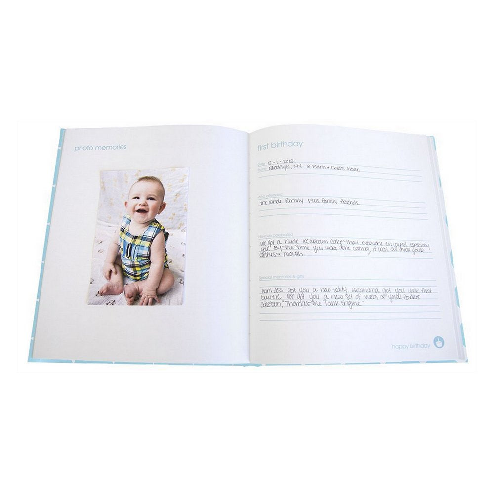 Pearhead Chevron Baby Book and Clean Touch Ink Pad, Gray