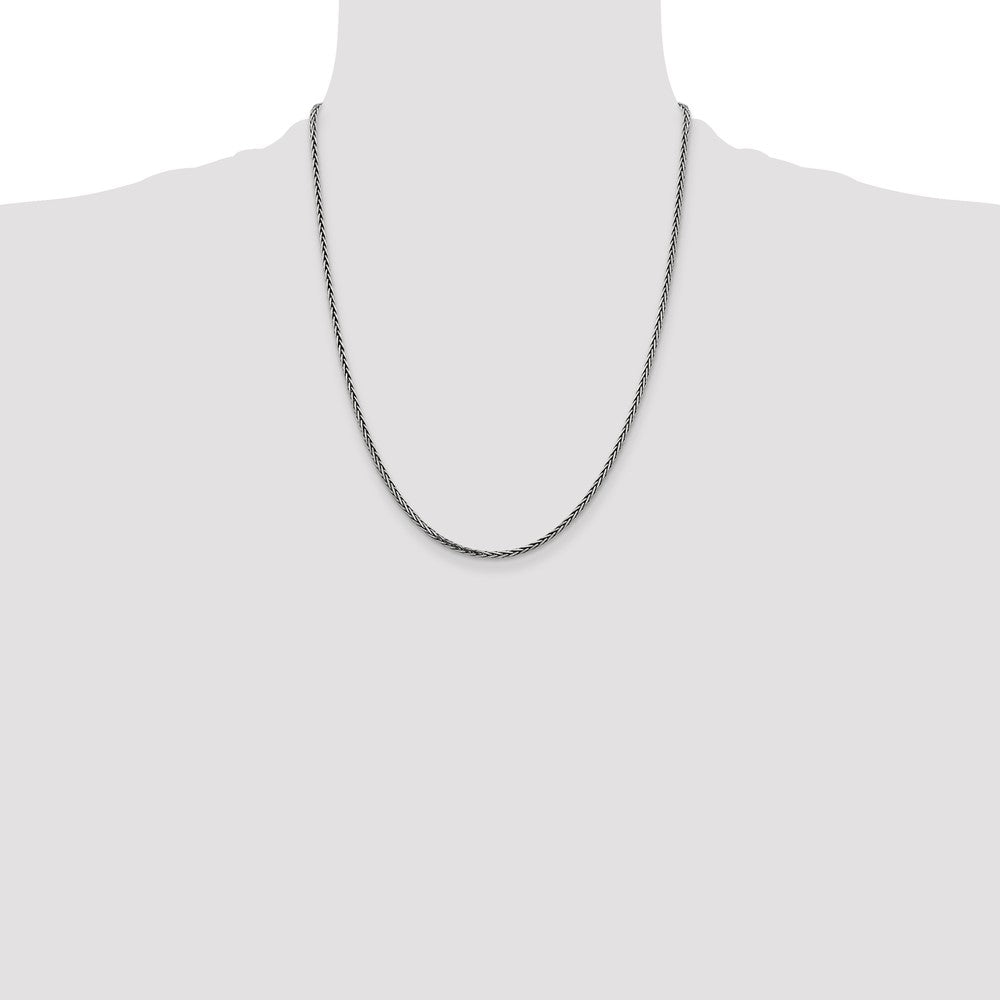 Sterling Silver Antiqued 2.2mm Solid Square Spiga Chain 22 Inches