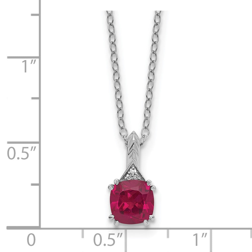 SS Cr. Ruby Diamond Pendant w/Chain 6mm CRRU