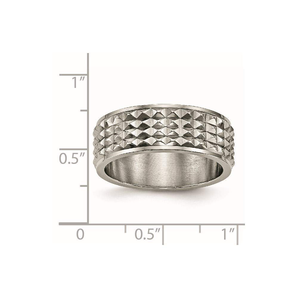 Titanium Polished 8mm Studded Band Size - 7