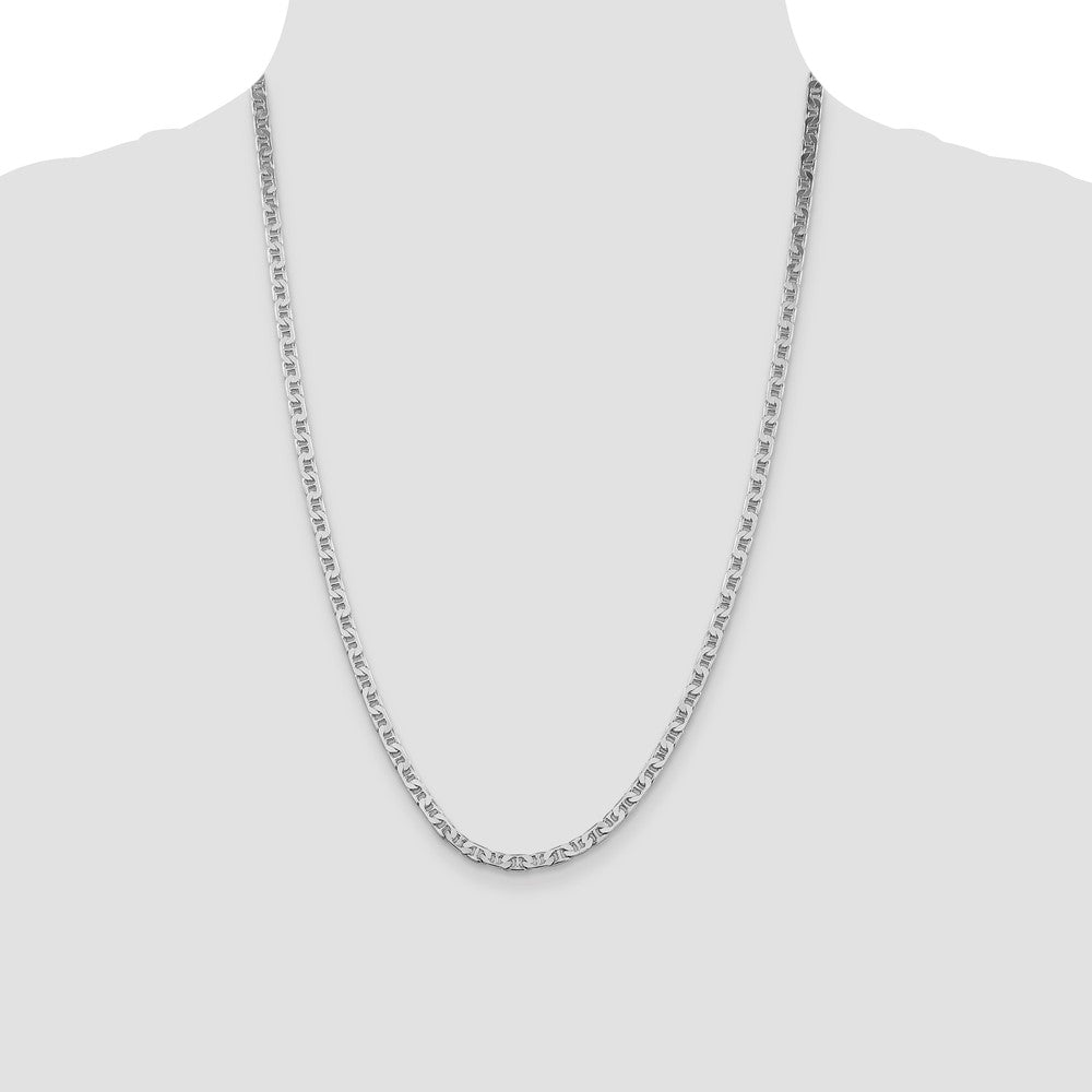 Sterling Silver Rhodium-plated 3.75mm Flat Anchor Chain 24 Inches