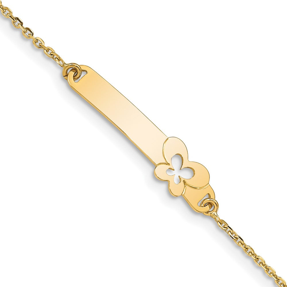 14K Children's Polished Butterfly w/1in ext. ID Bracelet 5.5 inches