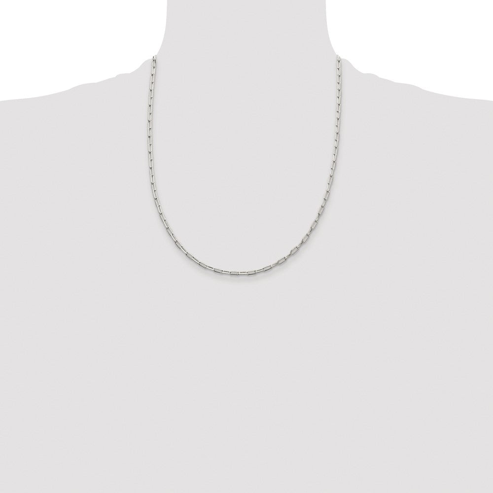 Sterling Silver Rhodium-plated 2mm Elongated Open Link Chain