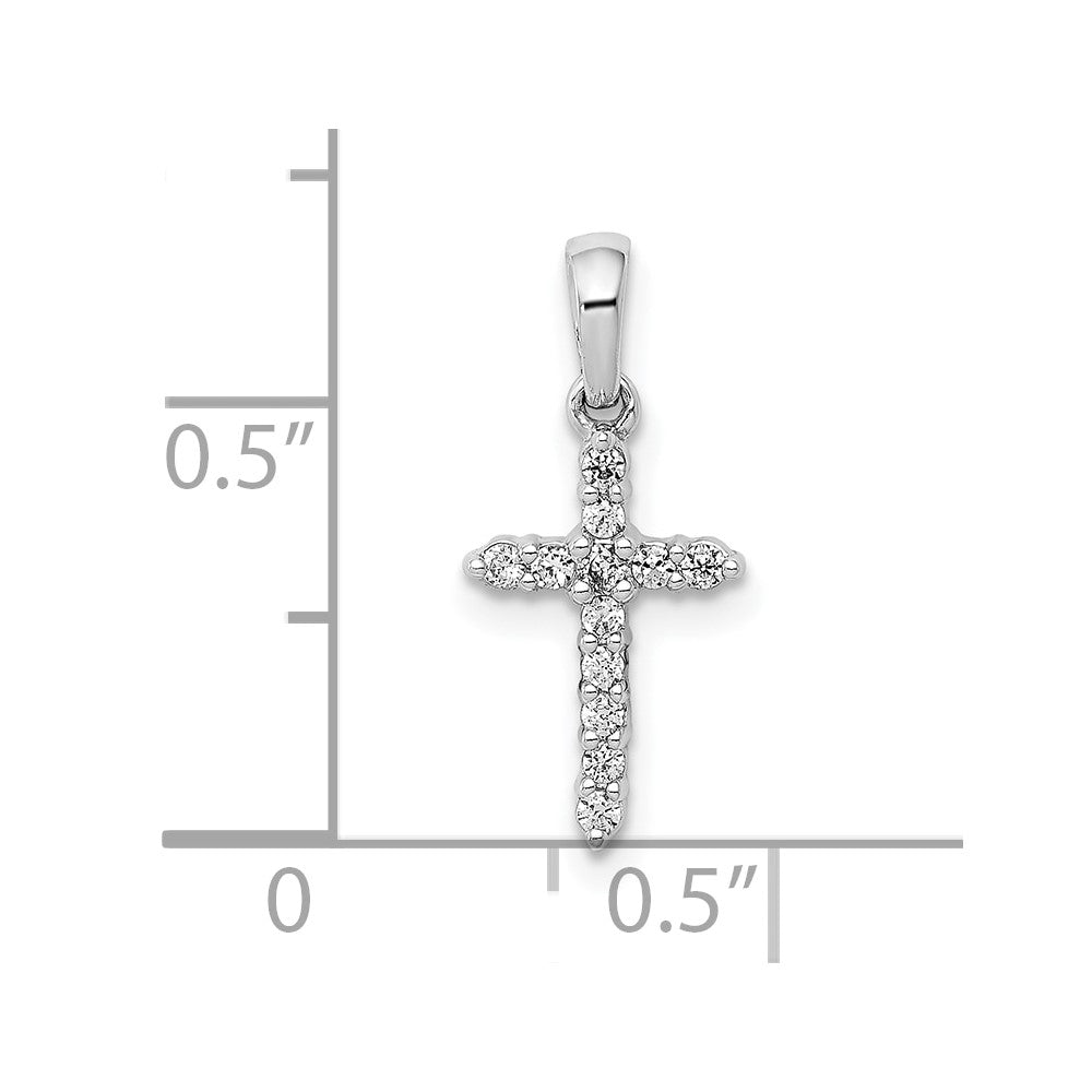 10K White Gold Polished Diamond Cross Pendant