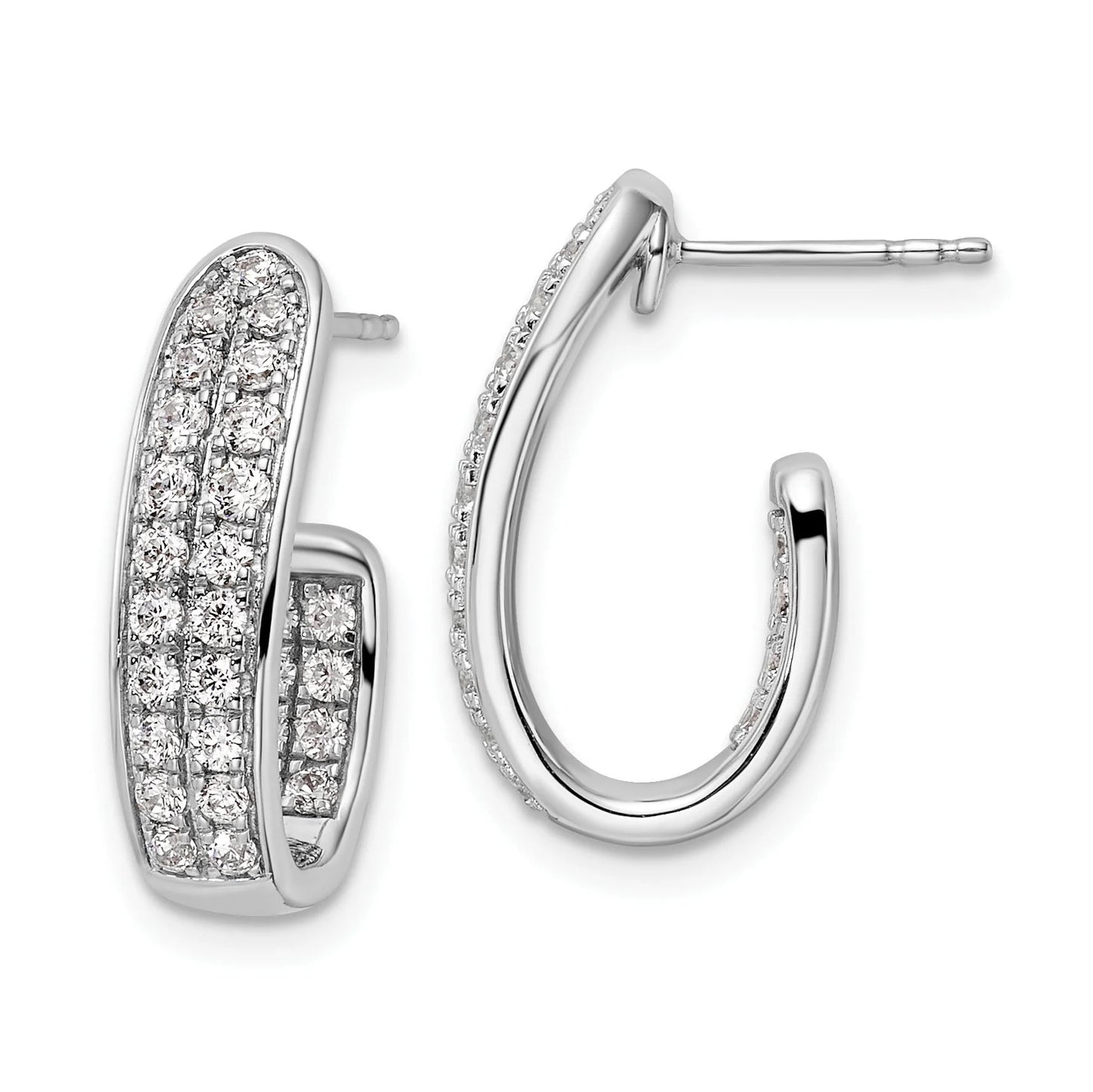 Primal Gold 14 Karat White Gold Lab Grown Diamond SI1/SI2, G H I, In and Out J-Hoop Earrings