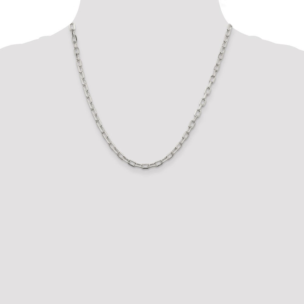 Sterling Silver 4.5mm Diamond-cut Long Link Cable Chain 20 Inches