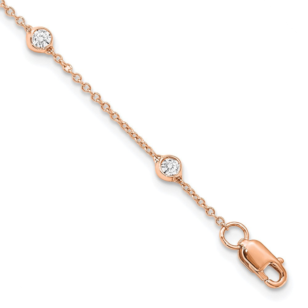 True Origin 14k Rose Gold 1/2 carat Lab Grown Diamond VS DEF Eight Station 8 inch Bracelet