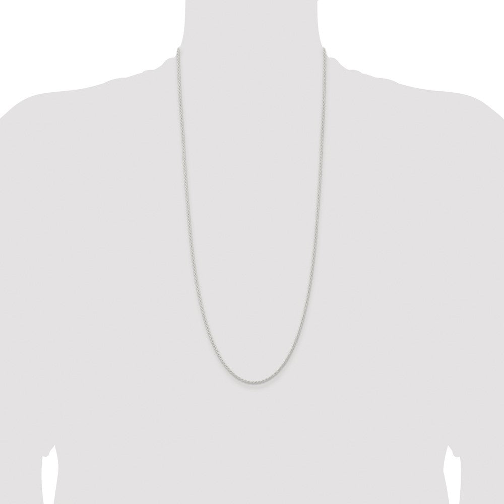 Sterling Silver Rhodium-plated 1.8mm Solid Rope Chain