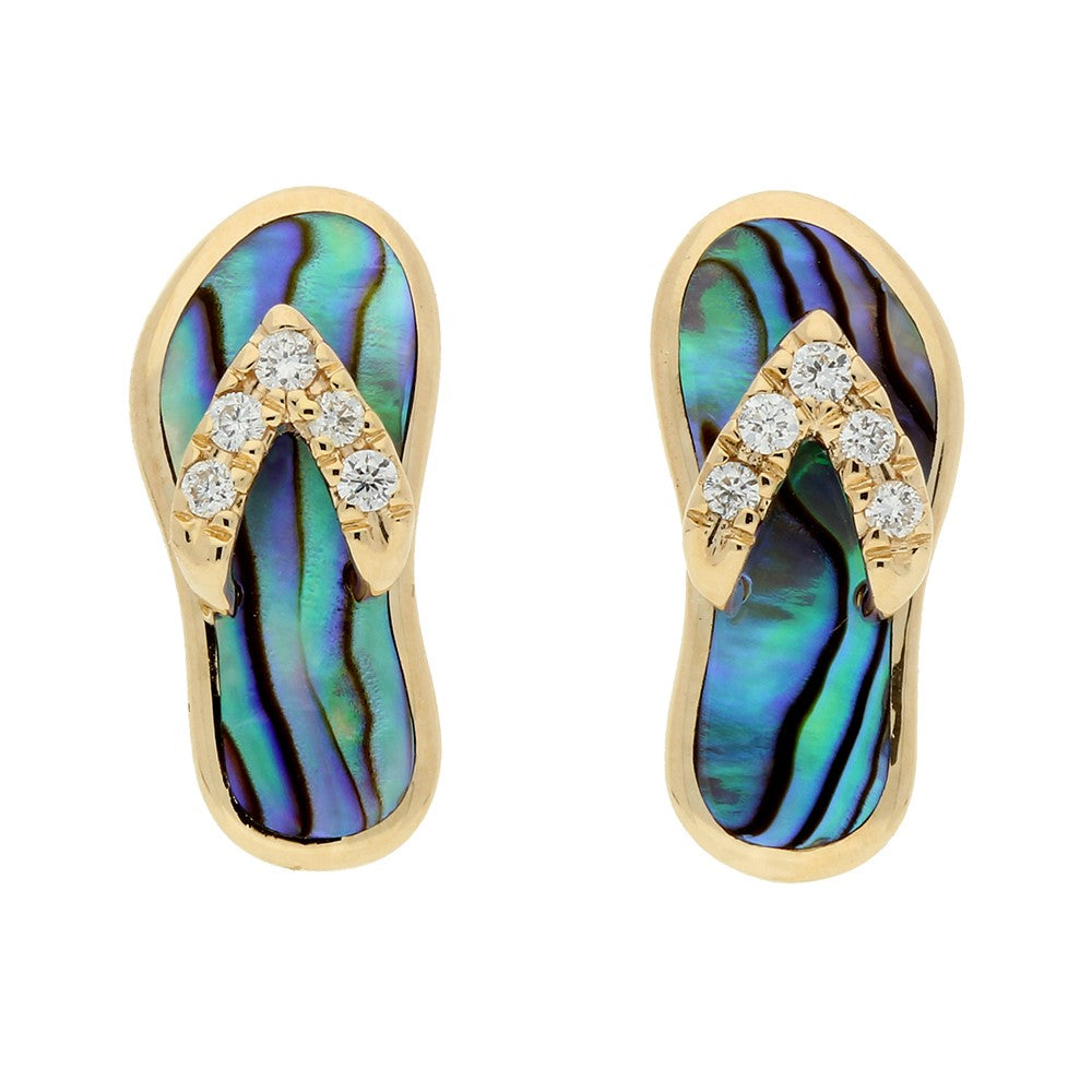 YG DIA/ABALONE SLIPPER POST EARRINGS