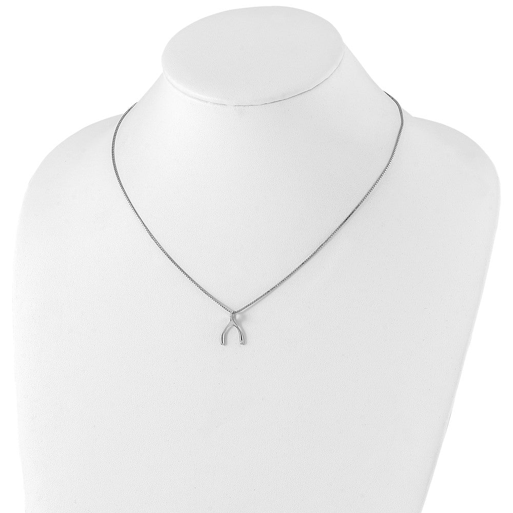 White Ice Sterling Silver Rhodium-plated 18 Inch Diamond Wishbone Slide Pendant Necklace with 2 Inch Extender 18 Inches