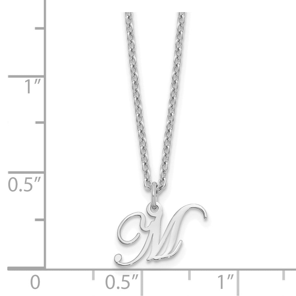 Sterling Silver Rhodium-plated Letter M Initial Necklace