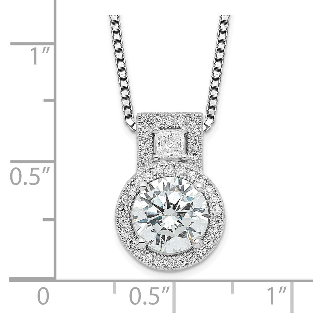 Brilliant Embers Sterling Silver Rhodium-plated 39 Stone 18 inch Micro Pav‚ Halo CZ Necklace with 2 Inch Extender 18 Inches