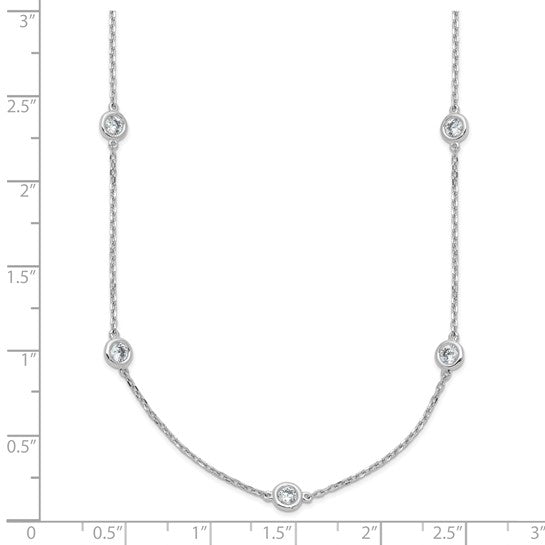 Sterling Shimmer Sterling Silver Rhodium-plated 3mm CZ 13 Stone 13 Station 20 inch Necklace 20 Inches